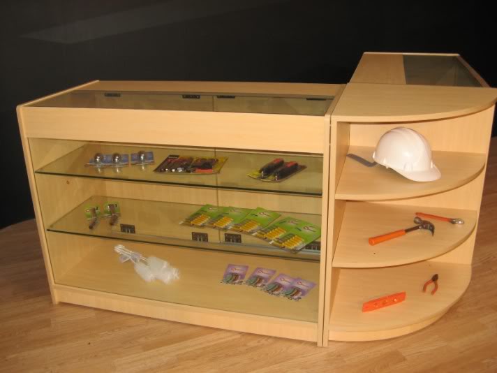 Mostrador de tienda y expositor de arce Júpiter