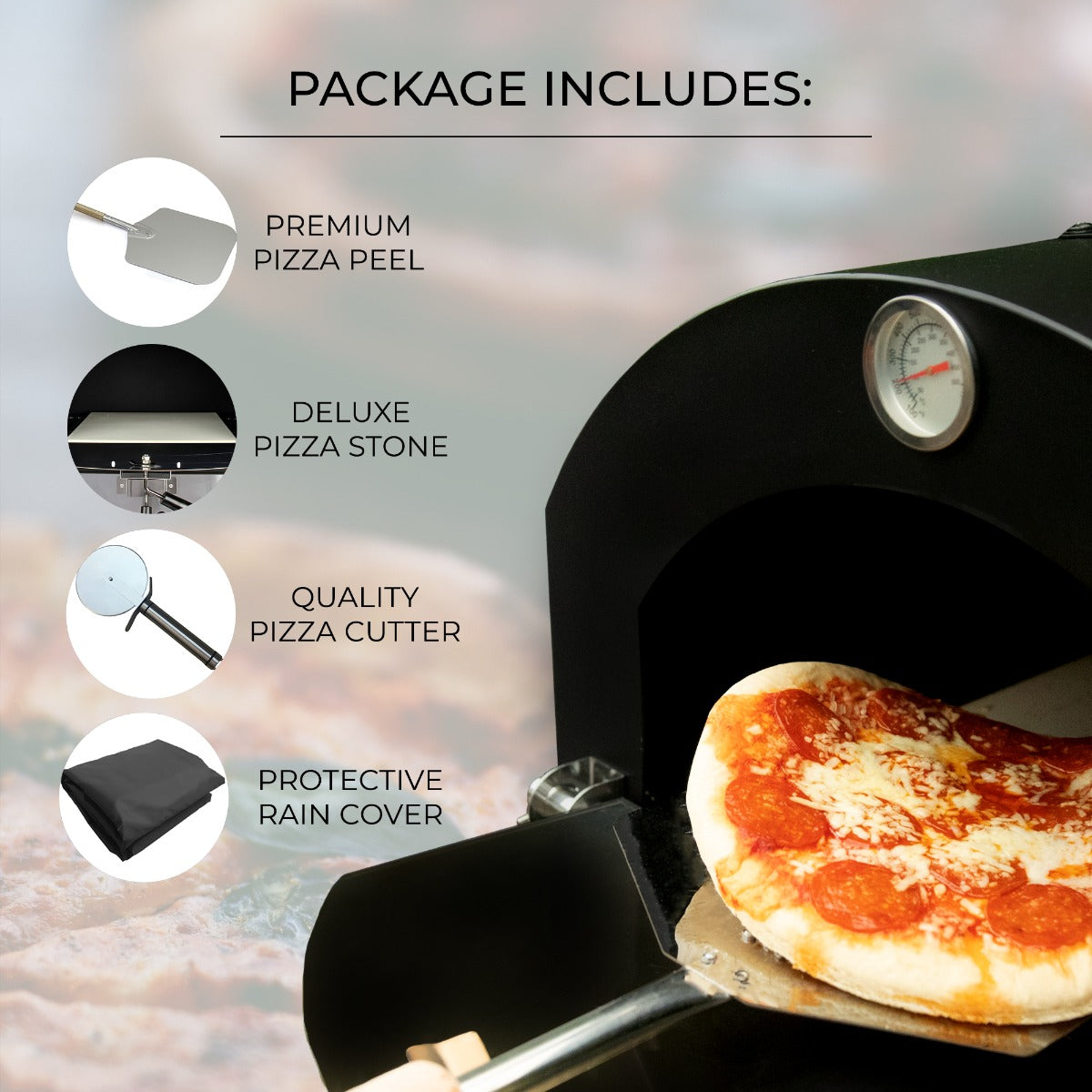 Horno de Acero Multifunción para Pizza con Pala y Cubierta Impermeable