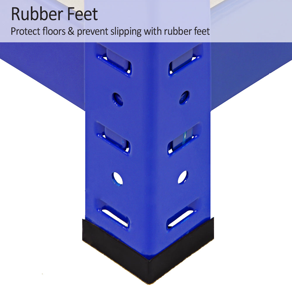 3 Estanterías T-Rax de Acero Sin Tornillos Azules 120cm de Ancho y Mazo de Goma