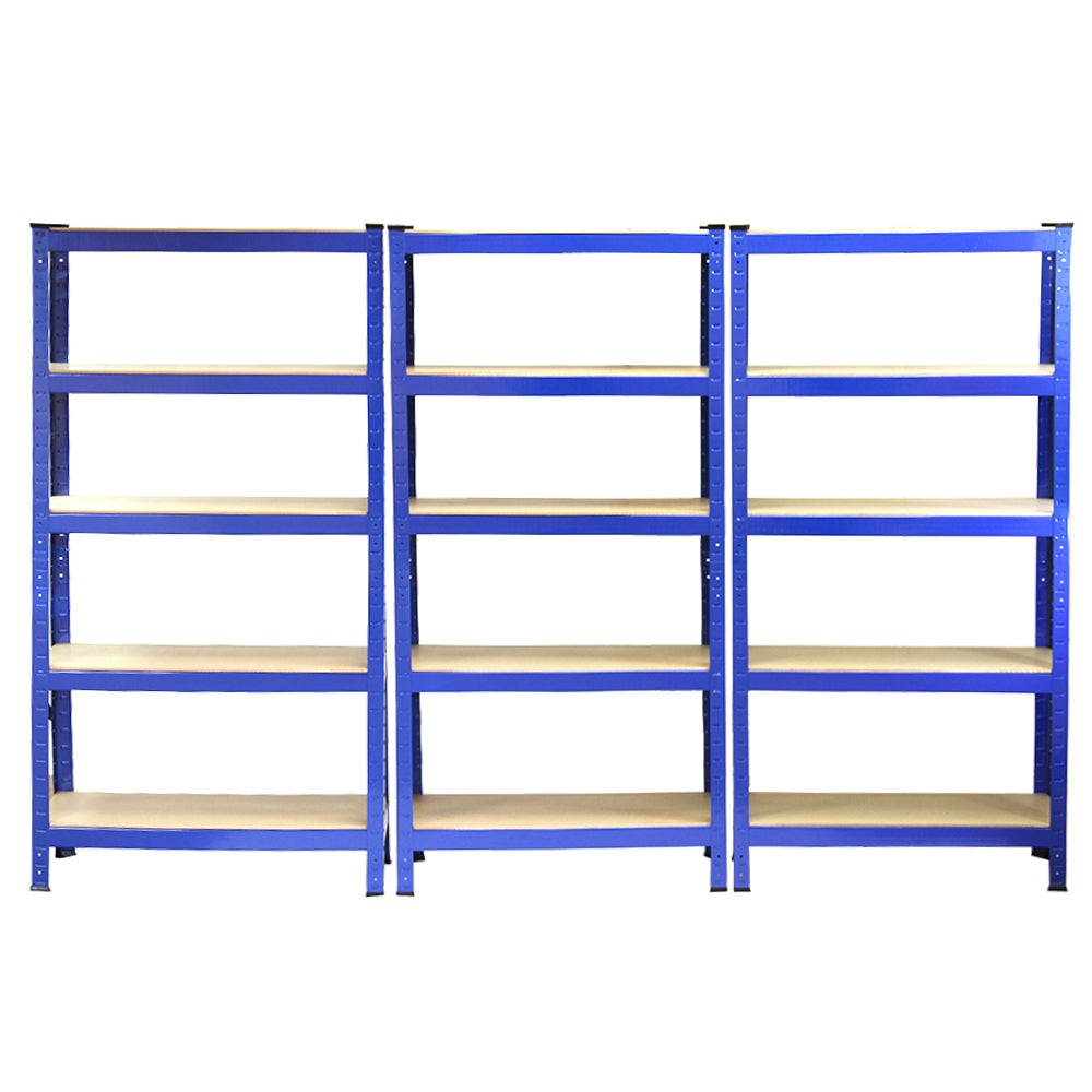 Monster Racking- Estanterías Resistentes T-Rax, Azul, 75cm Ancho x 30cm Fondo, Conjunto de 3