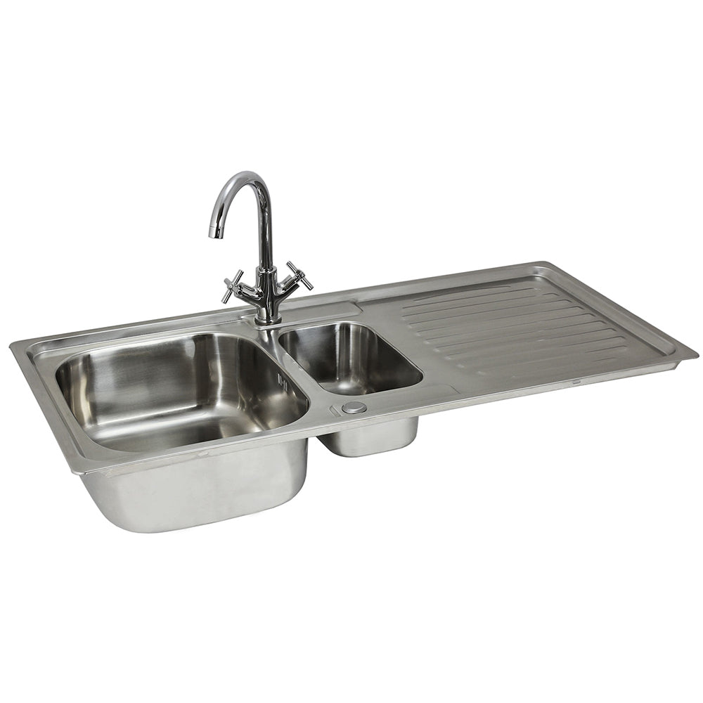 Fregadero de Cocina en Acero Inoxidable 105cm x 50cm con Grifo Victoria