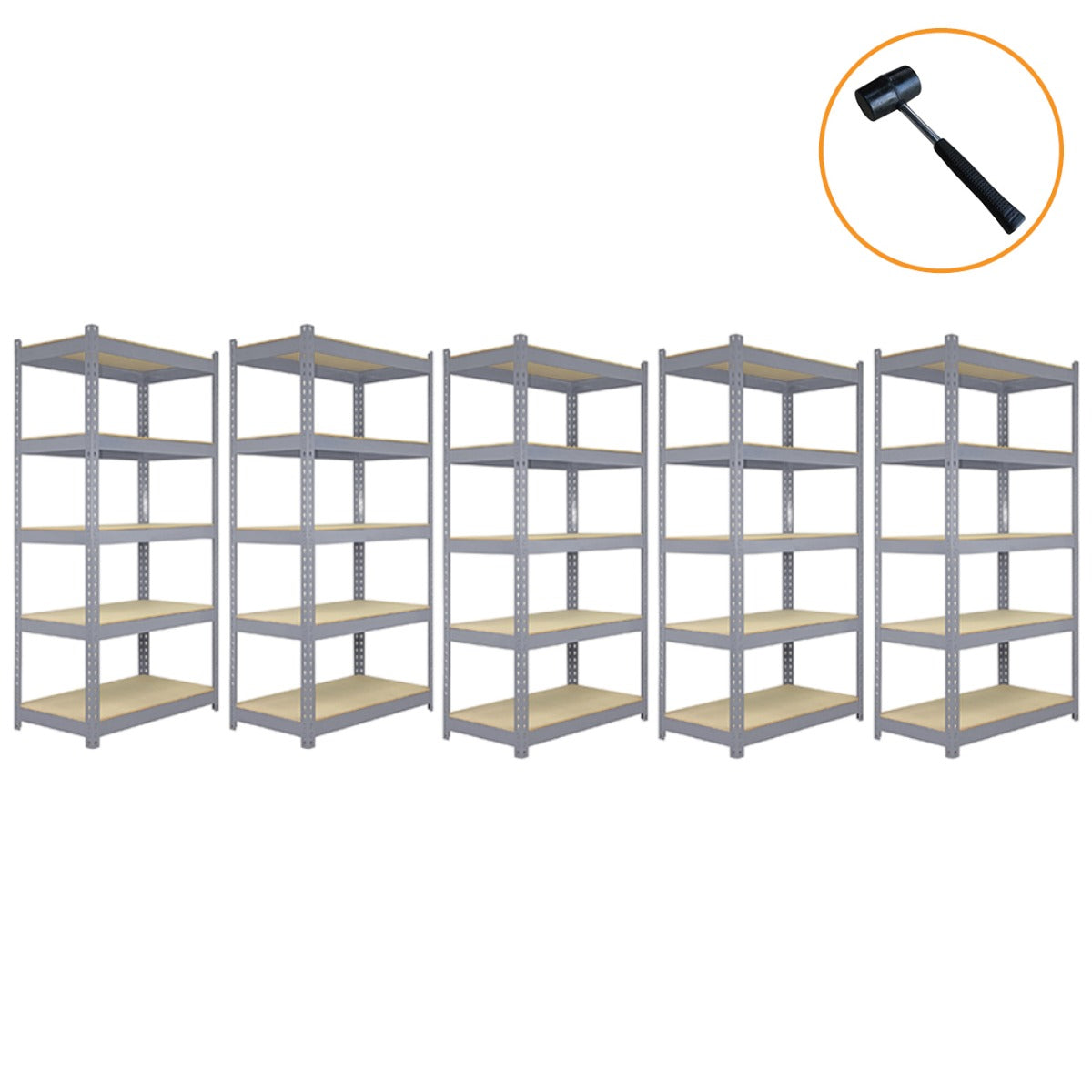 10 x Estanterías Metálicas Q-Rax, Gris, 90 x 50 x 180cm