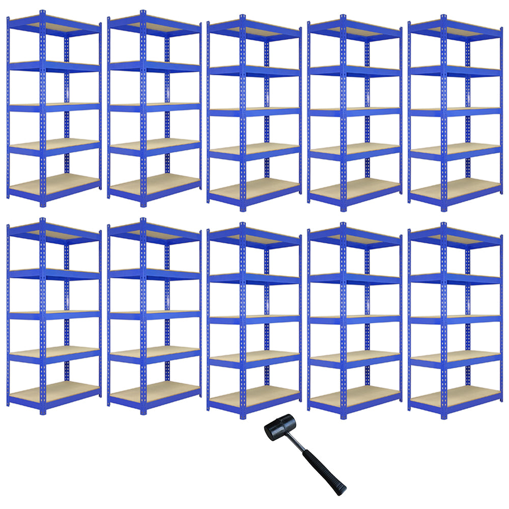 10 x Estanterías Metálicas Q-Rax, Azul, 120 x 50 x 180cm