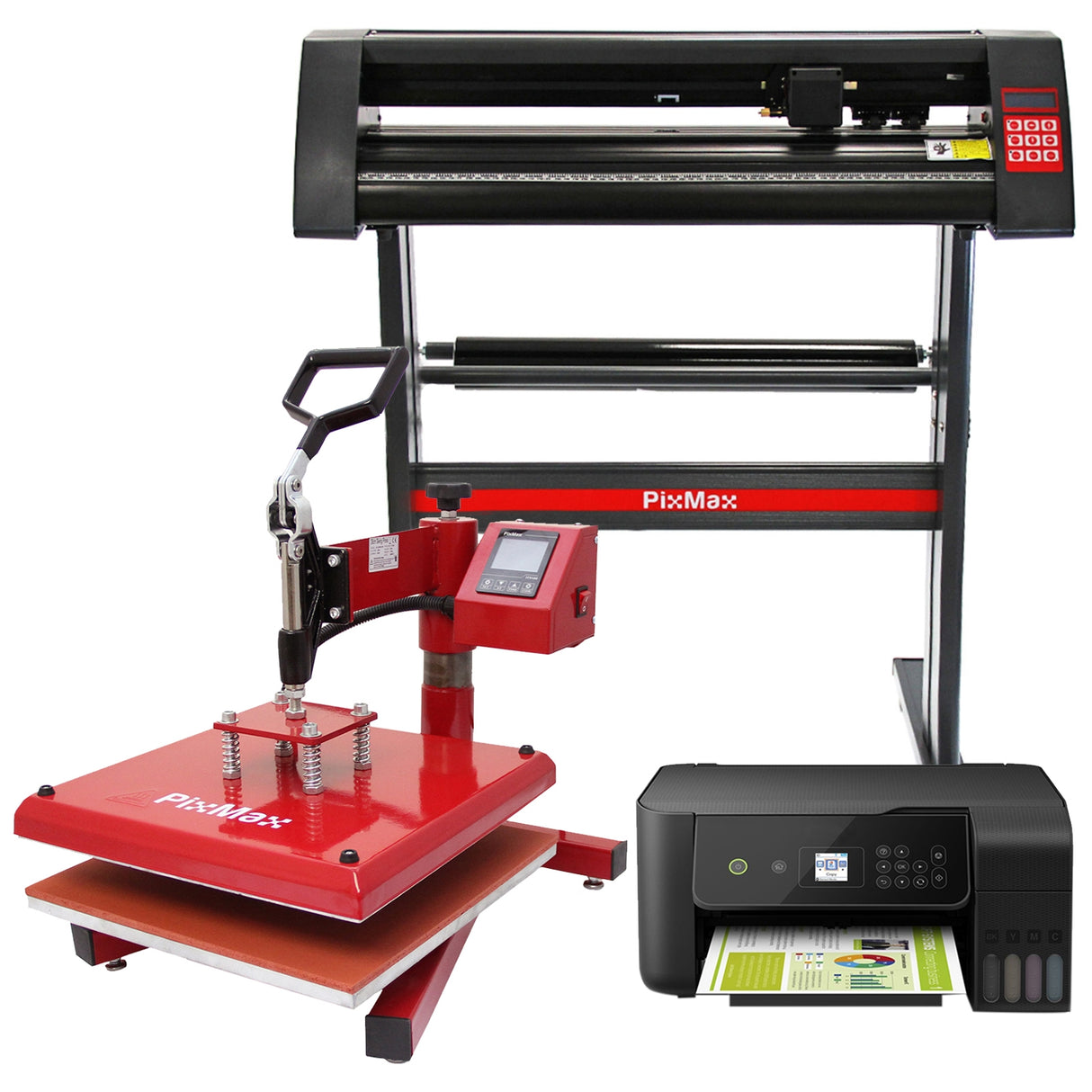 Kit de Plotter para Corte de Vinilo PixMax, Impresora y Prensa Oscilante