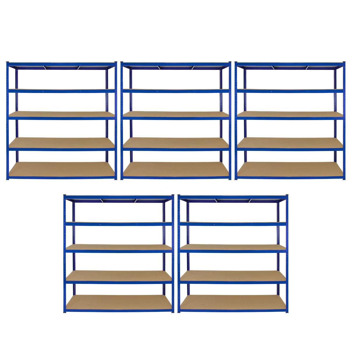 Monster Racking T-Rax 5 x Estantes de Almacenamiento Extra Anchos, Azul, 160cm Anchura, 60cm Profundidad