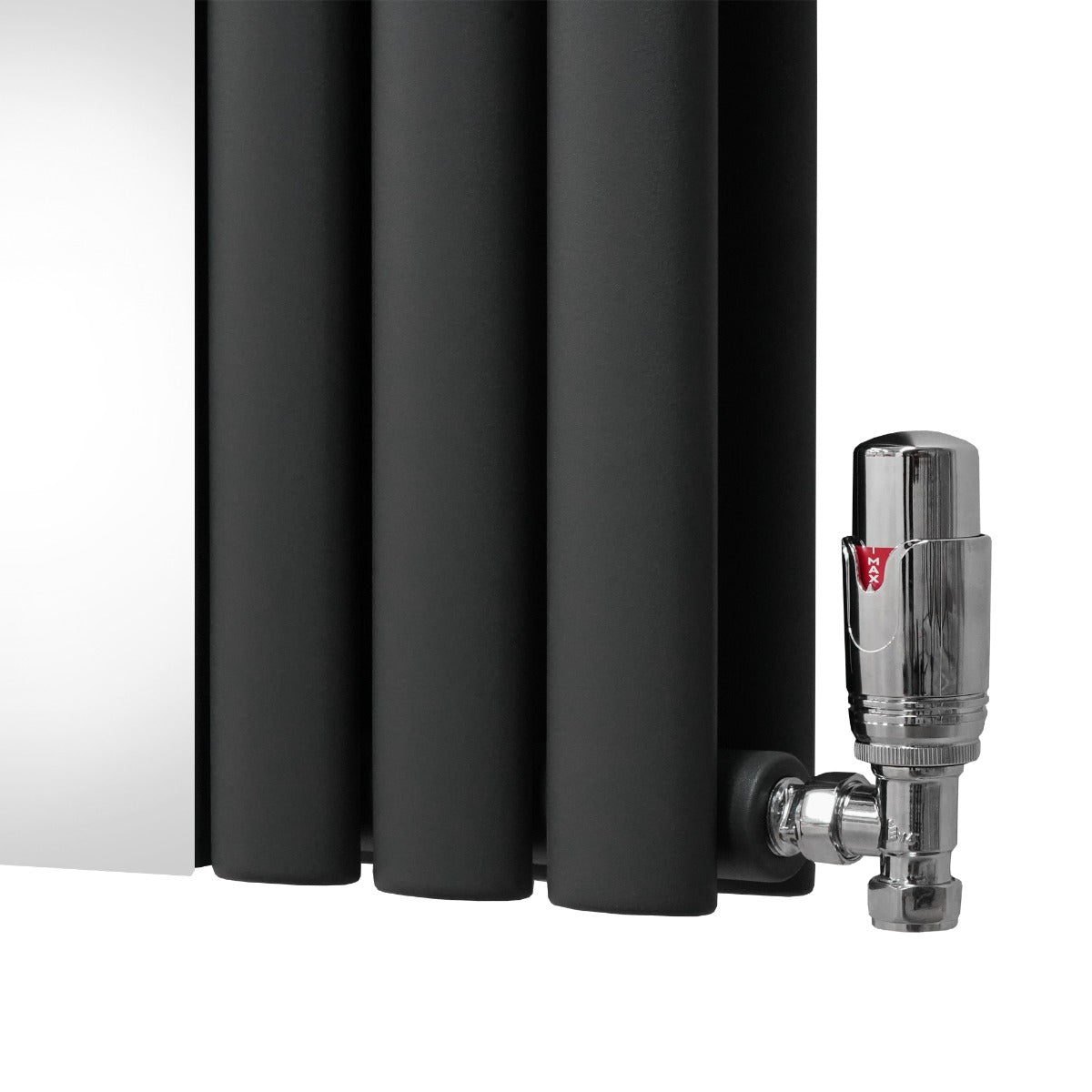 Radiador de Columna Ovalada con Espejo y Válvulas - 1800 mm x 380 mm - Gris Antracita