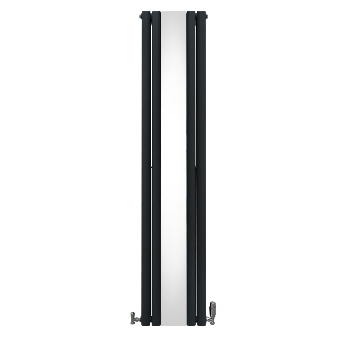 Radiador de Columna Ovalada con Espejo y Válvulas - 1800 mm x 380 mm - Gris Antracita