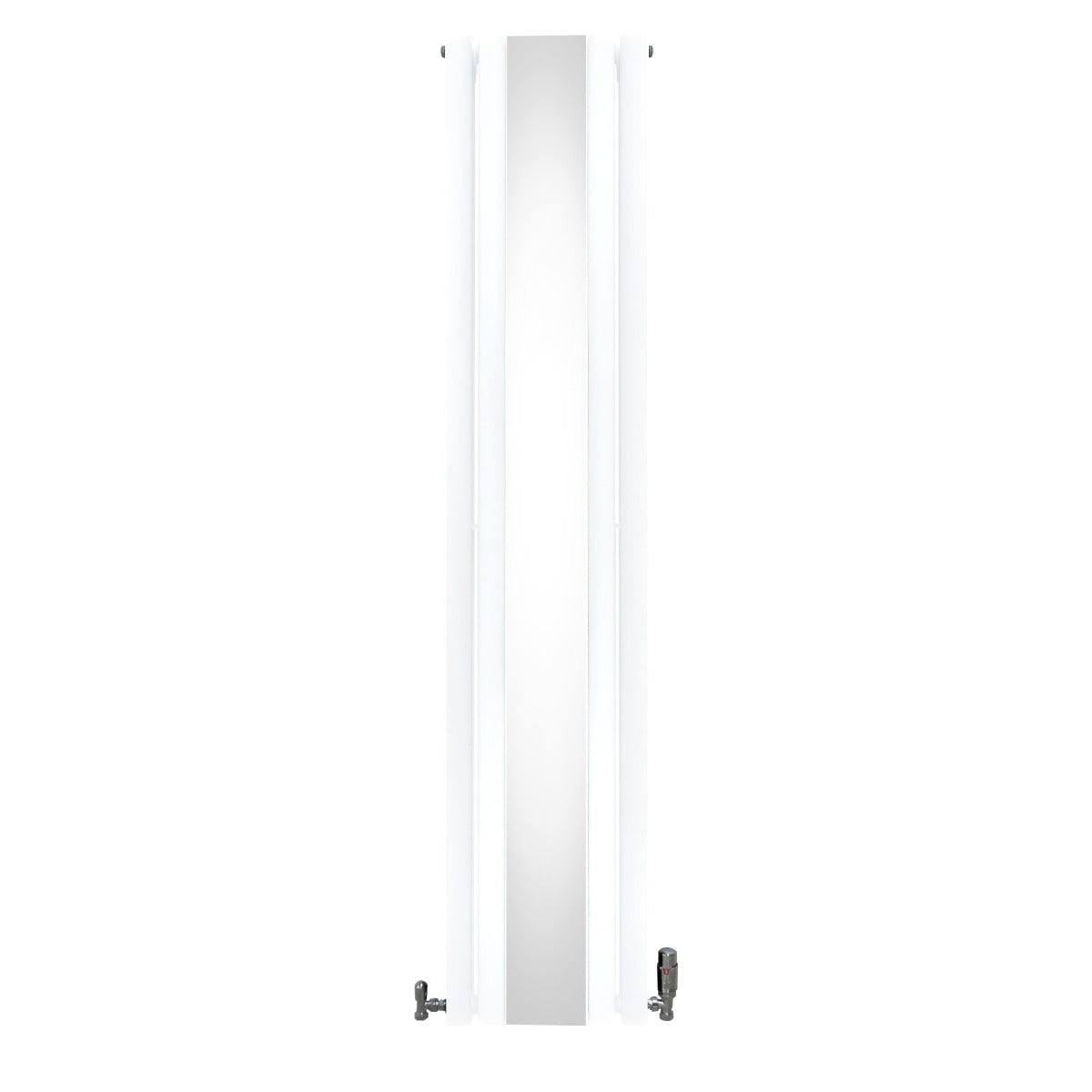 Radiador de columna ovalada blanco de 1800 mm x 380 mm con espejo y válvulas, diseño elegante y moderno, ideal para cualquier espacio