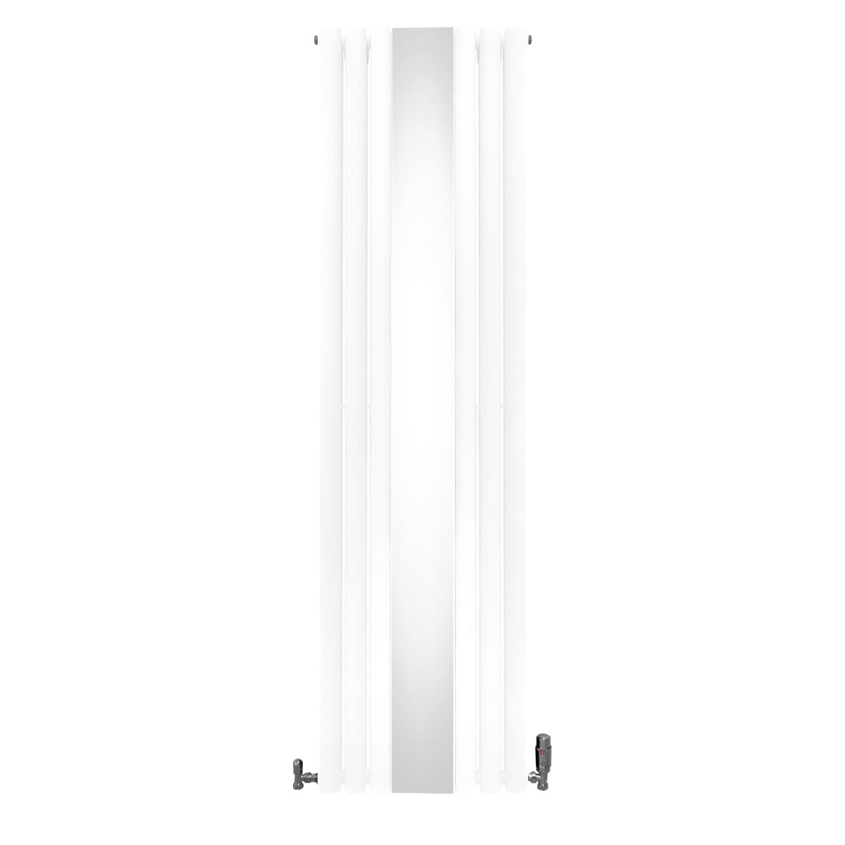 Radiador de Columna Ovalada con Espejo y Válvulas - 1800 mm x 500 mm - Blanco
