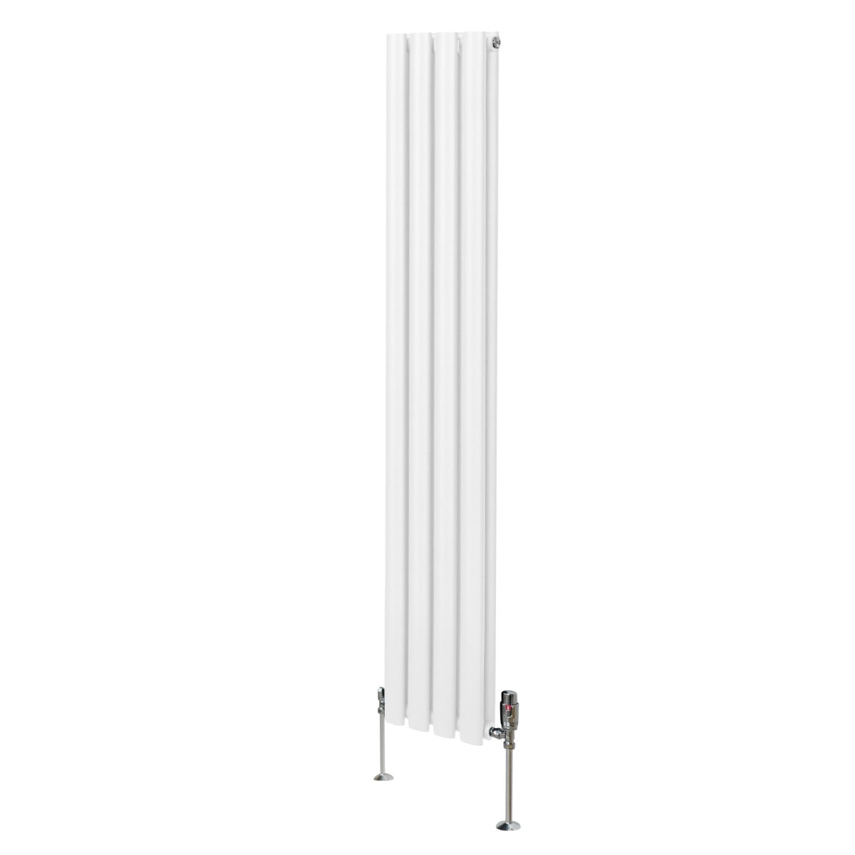 Radiador De Columna Ovalada - 1600mm x 240mm - Blanco & Válvulas Cromadas TRV