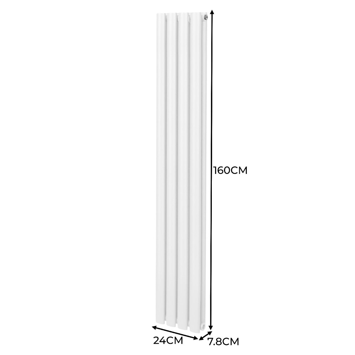 Radiador De Columna Ovalada - 1600mm x 240mm - Blanco & Válvulas Cromadas TRV