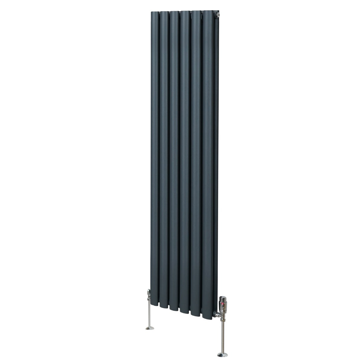 Radiador De Columna Ovalada - 1600mm x 360mm - Gris Antracita & Válvulas Cromadas TRV