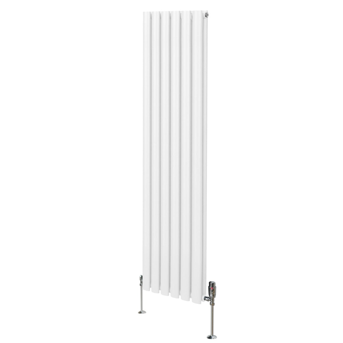 Radiador De Columna Ovalada - 1600mm x 360mm - Blanco & Válvulas Cromadas TRV