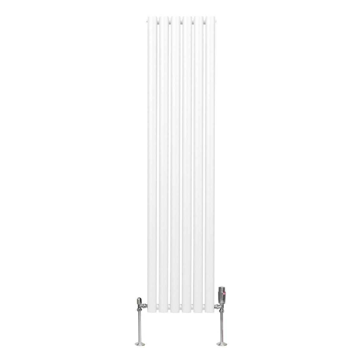 Radiador De Columna Ovalada - 1600mm x 360mm - Blanco & Válvulas Cromadas TRV