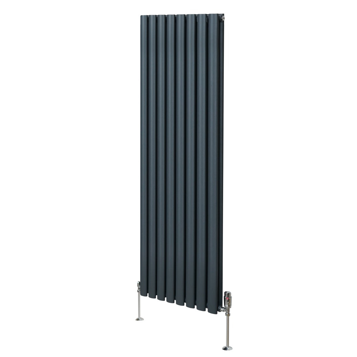 Radiador De Columna Ovalada - 1600mm x 480mm - Gris Antracita & Válvulas Cromadas TRV