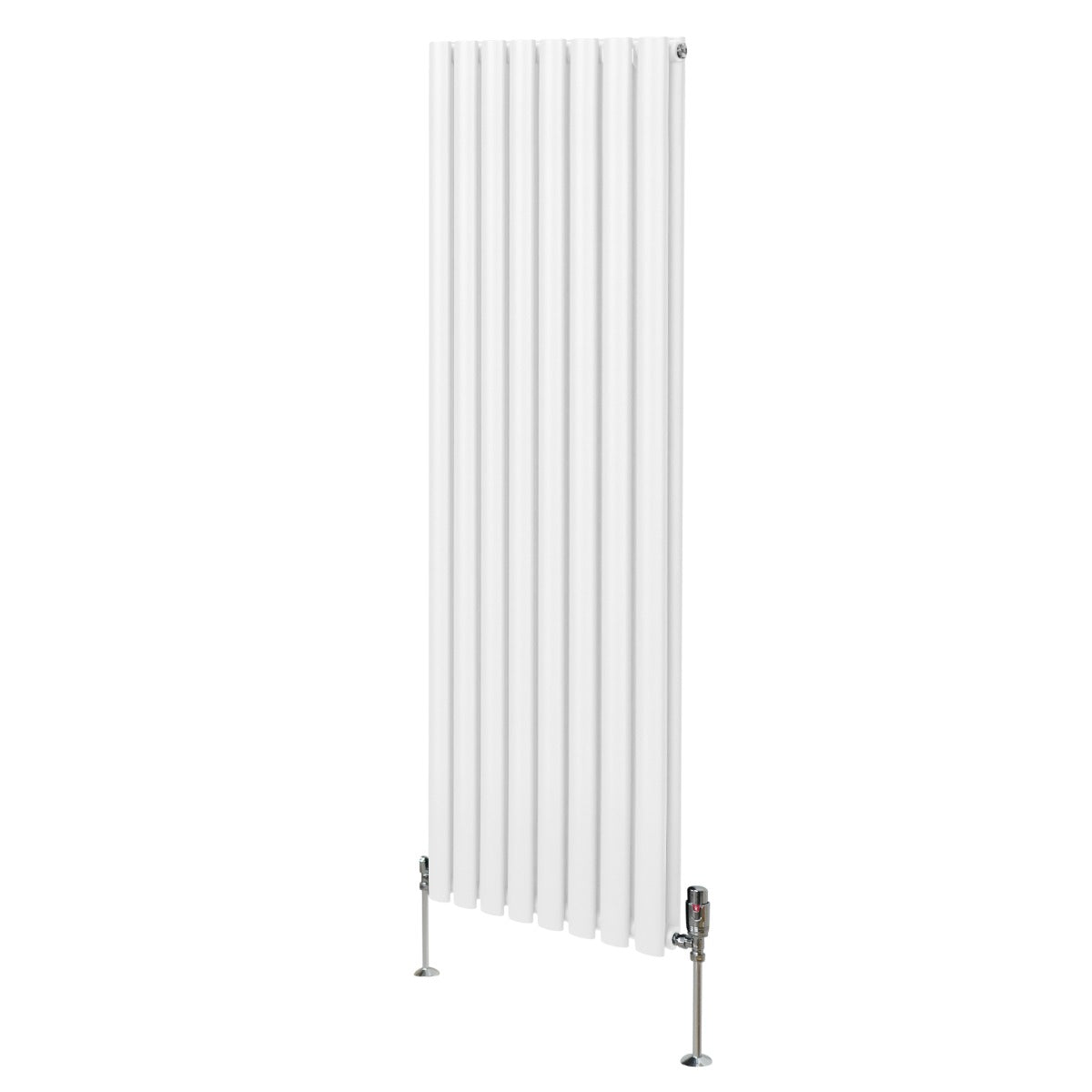 Radiador De Columna Ovalada - 1600mm x 480mm - Blanco & Válvulas Cromadas TRV