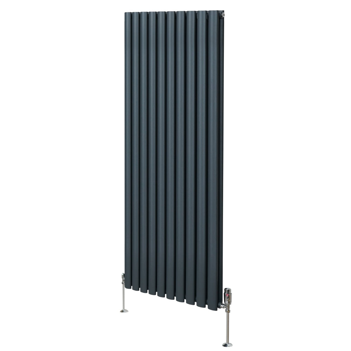 Radiador De Columna Ovalada - 1600mm x 600mm - Gris Antracita & Válvulas Cromadas TRV
