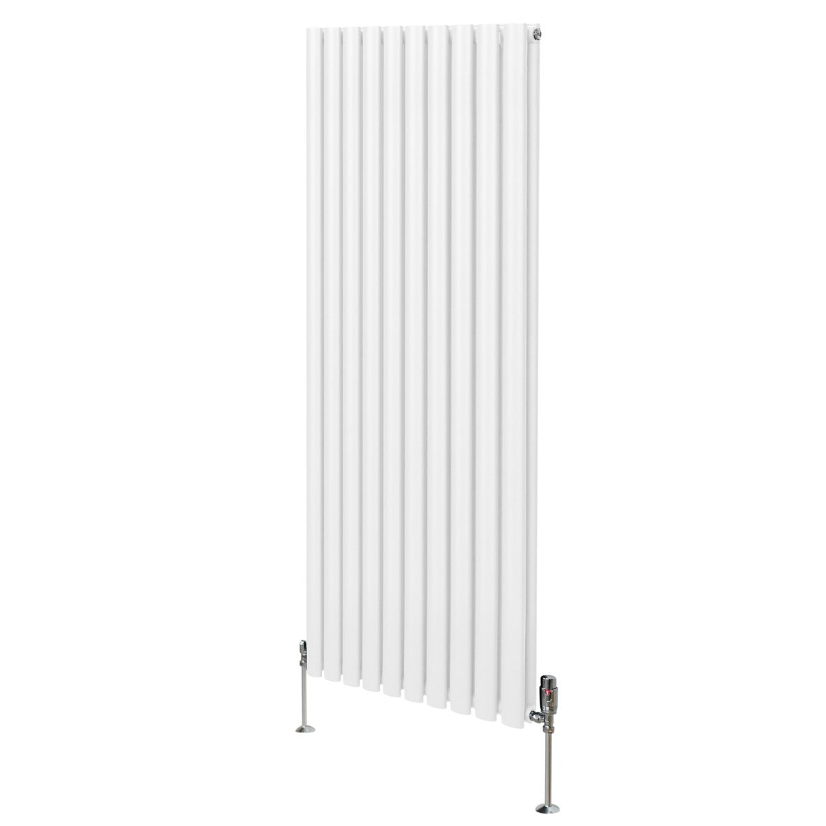 Radiador De Columna Ovalada - 1600mm x 600mm - Blanco & Válvulas Cromadas TRV