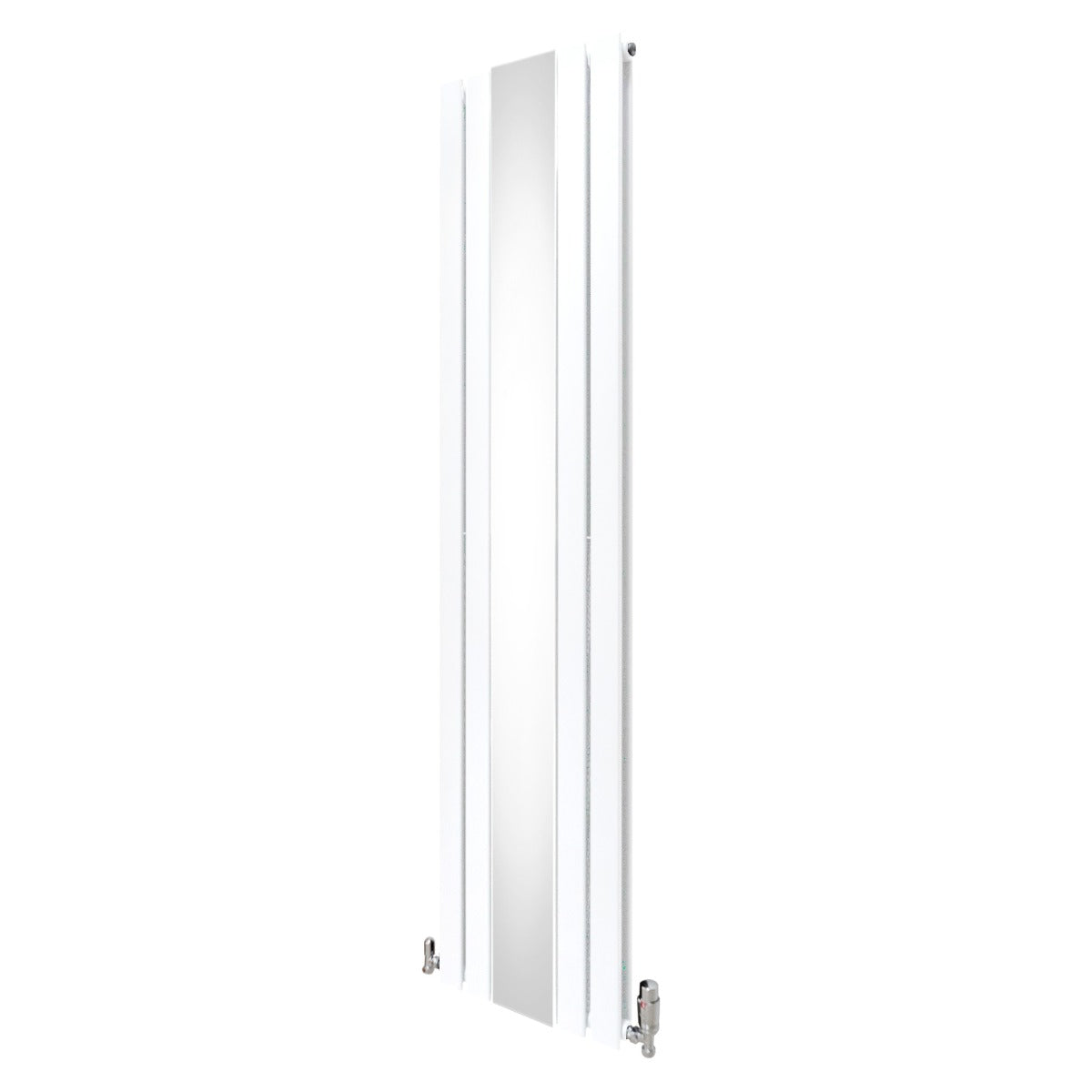 Radiador Plano con Espejo y Válvulas Cromadas TVR - 1800 mm x 425 mm - Blanco