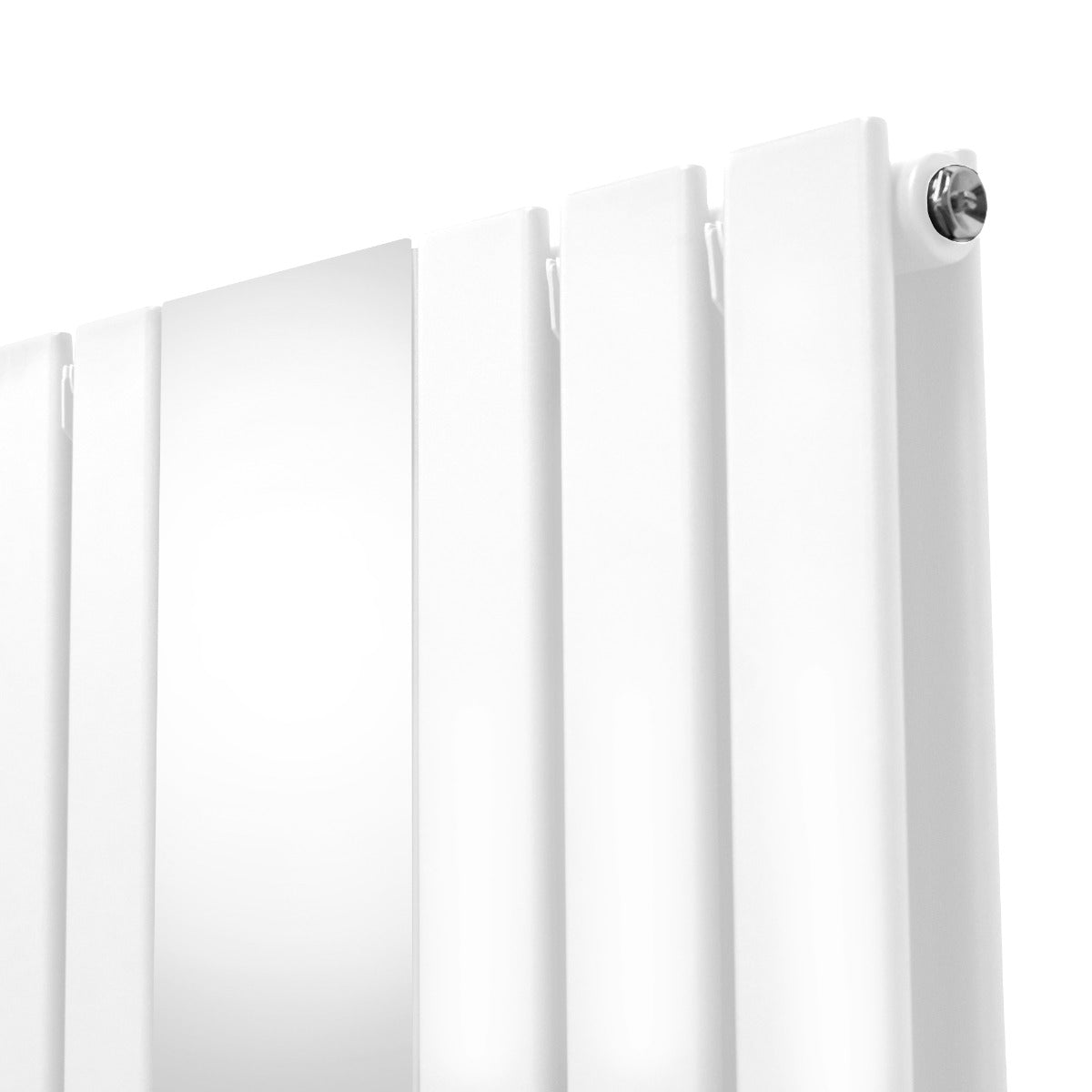 Radiador Plano con Espejo y Válvulas Cromadas TVR - 1800 mm x 425 mm - Blanco