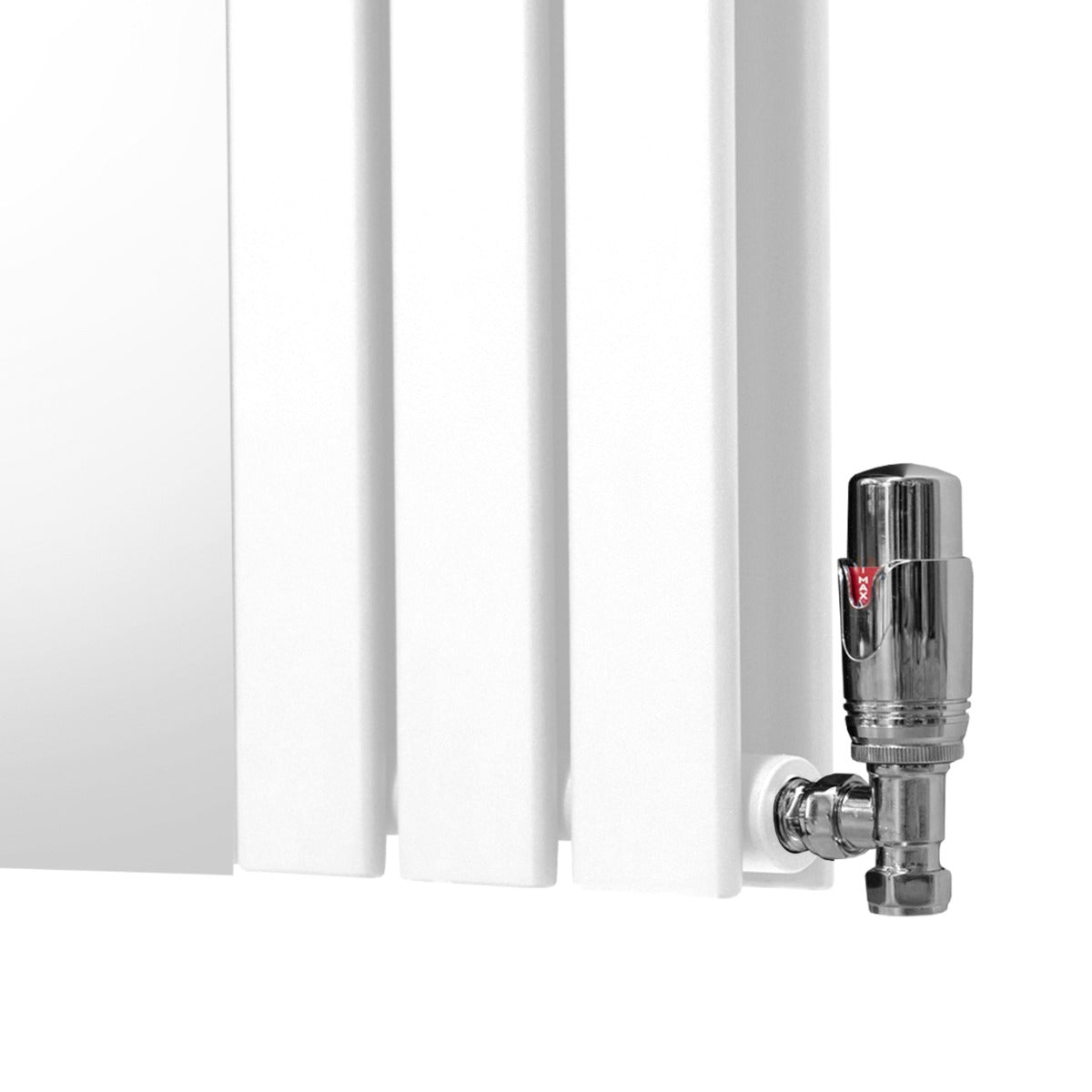 Radiador Plano con Espejo y Válvulas Cromadas TVR - 1800 mm x 425 mm - Blanco