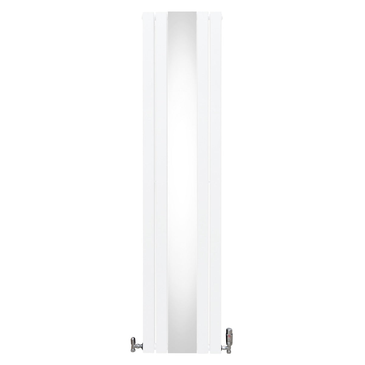 Radiador Plano con Espejo y Válvulas Cromadas TVR - 1800 mm x 425 mm - Blanco