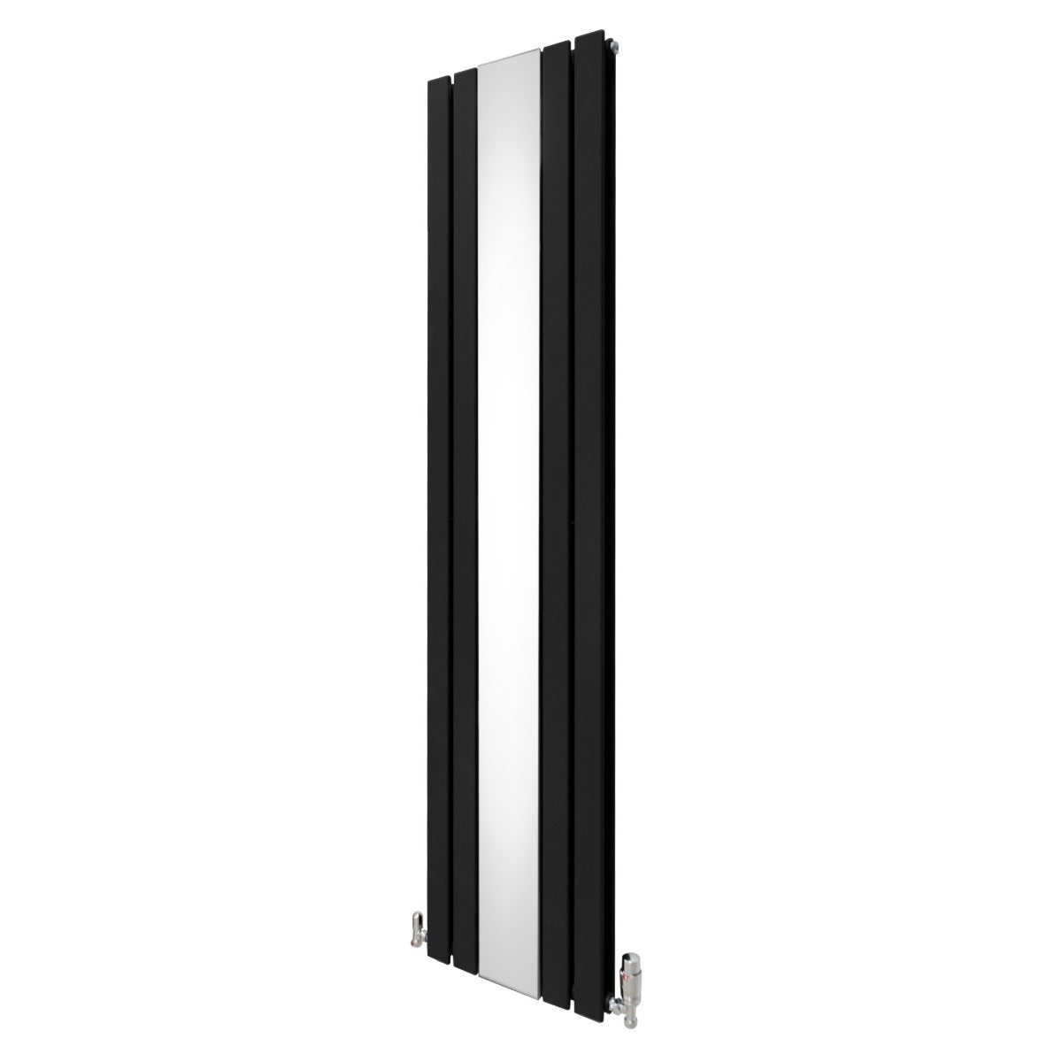 Radiador Plano con Espejo y Válvulas Cromadas TVR - 1800 mm x 425 mm - Negro