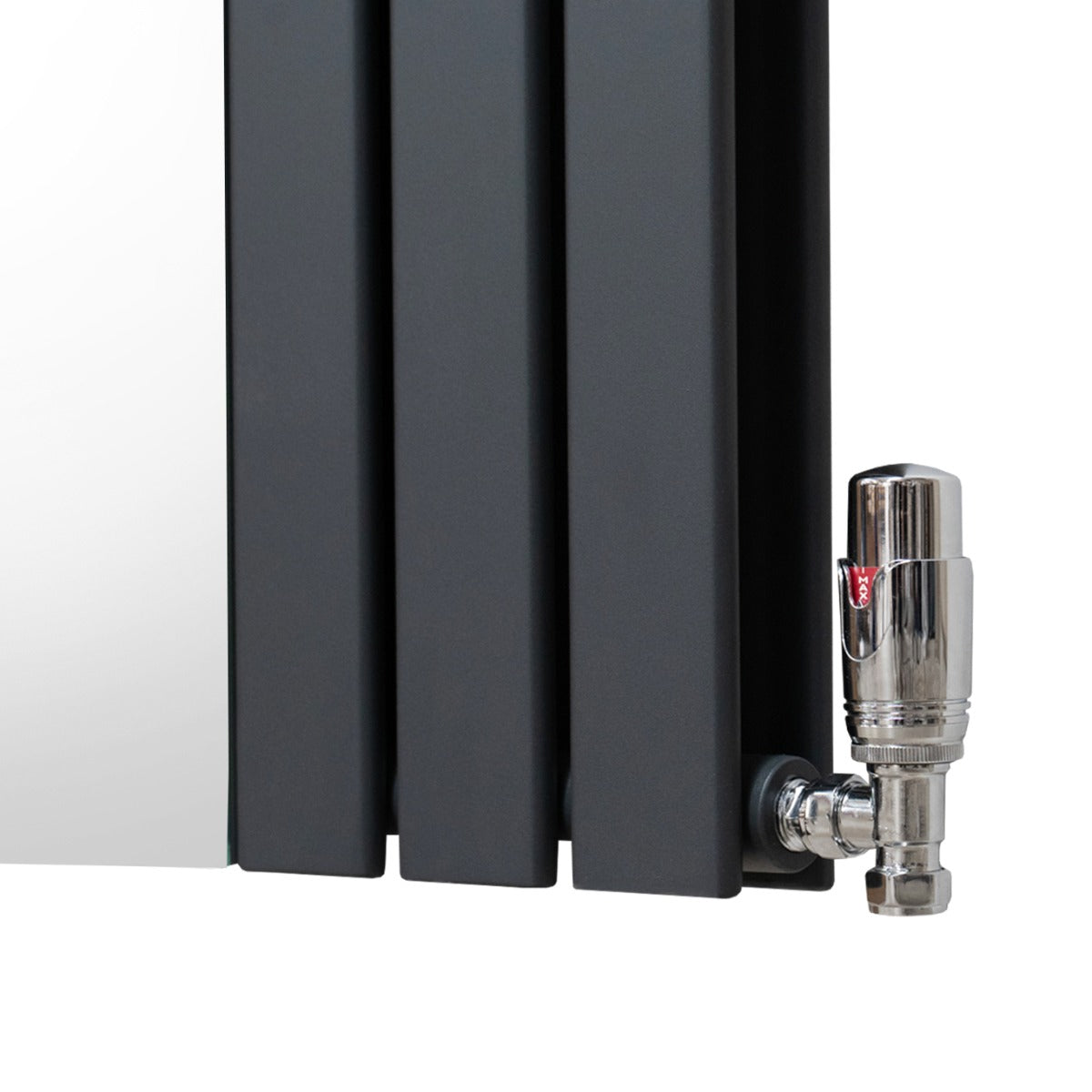 Radiador Plano con Espejo y Válvulas Cromadas TVR - 1800 mm x 565 mm - Gris Antracita