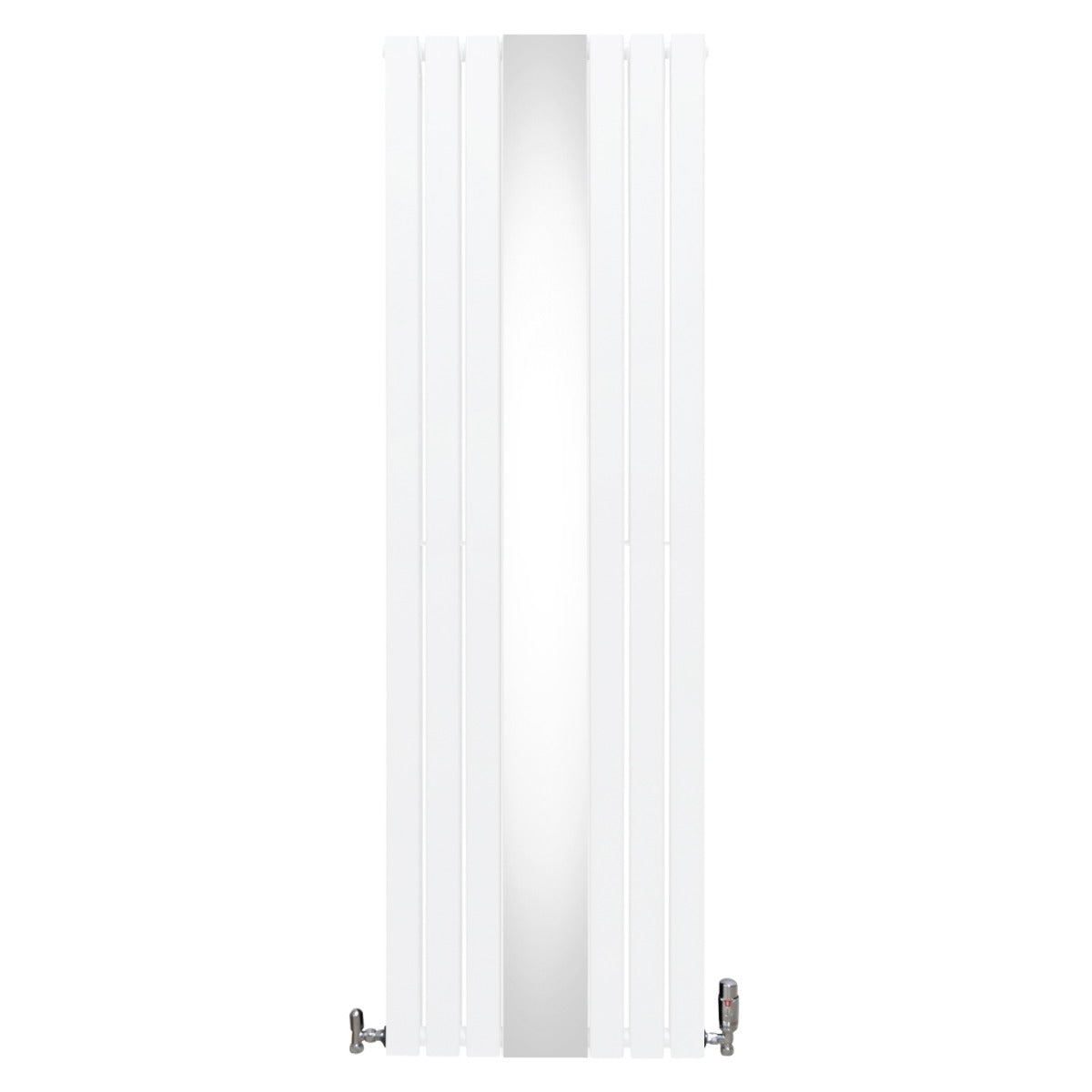 Radiador Plano con Espejo y Válvulas Cromadas TVR - 1800 mm x 565 mm - Blanco