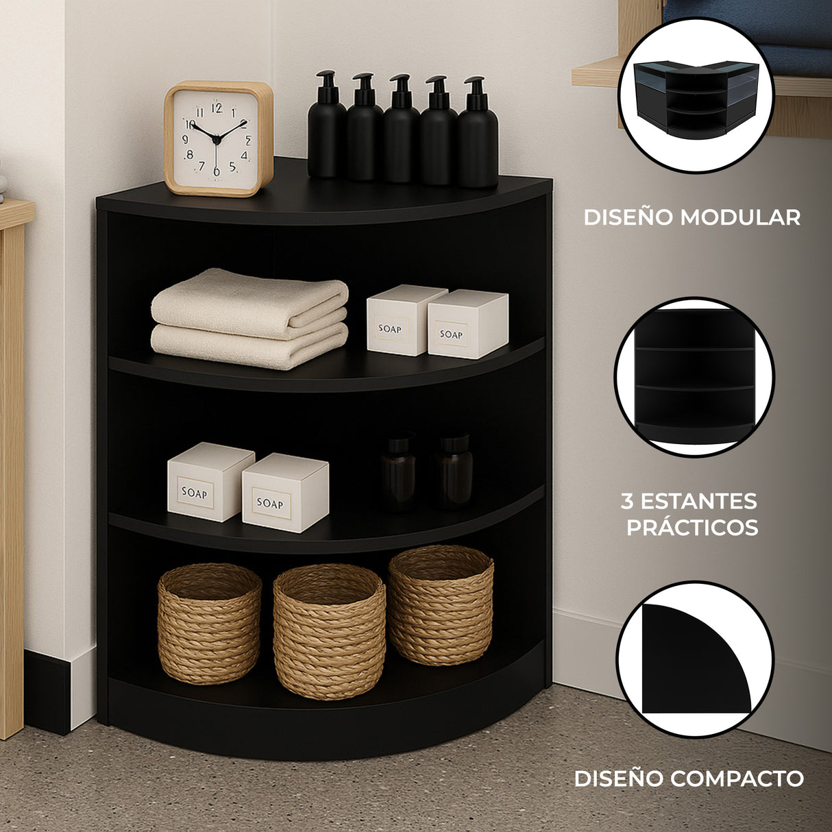 Mostrador Comercial Esquinero LM60 – Negro