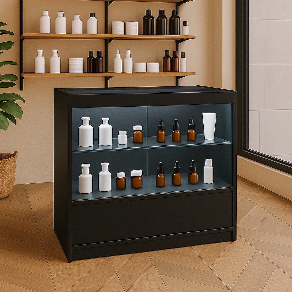 Mostrador Comercial con Luz LED C900 – Negro