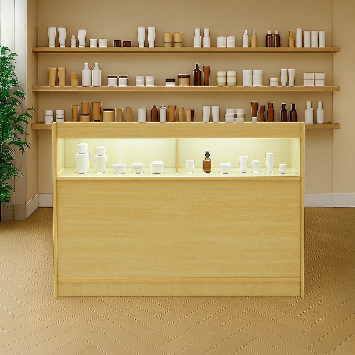 Mostrador Comercial con Luz LED B1200 – Arce