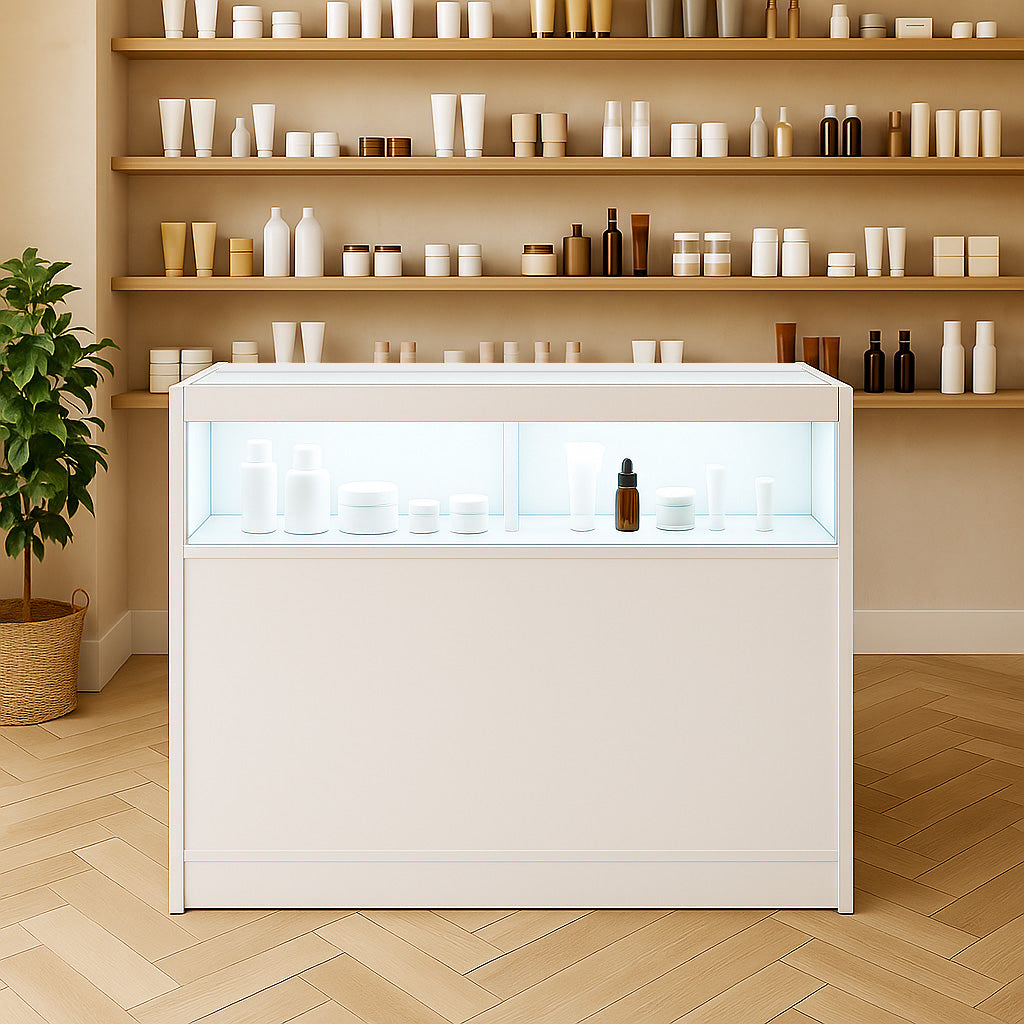 Mostrador Comercial con Luz LED B1200 – Blanco