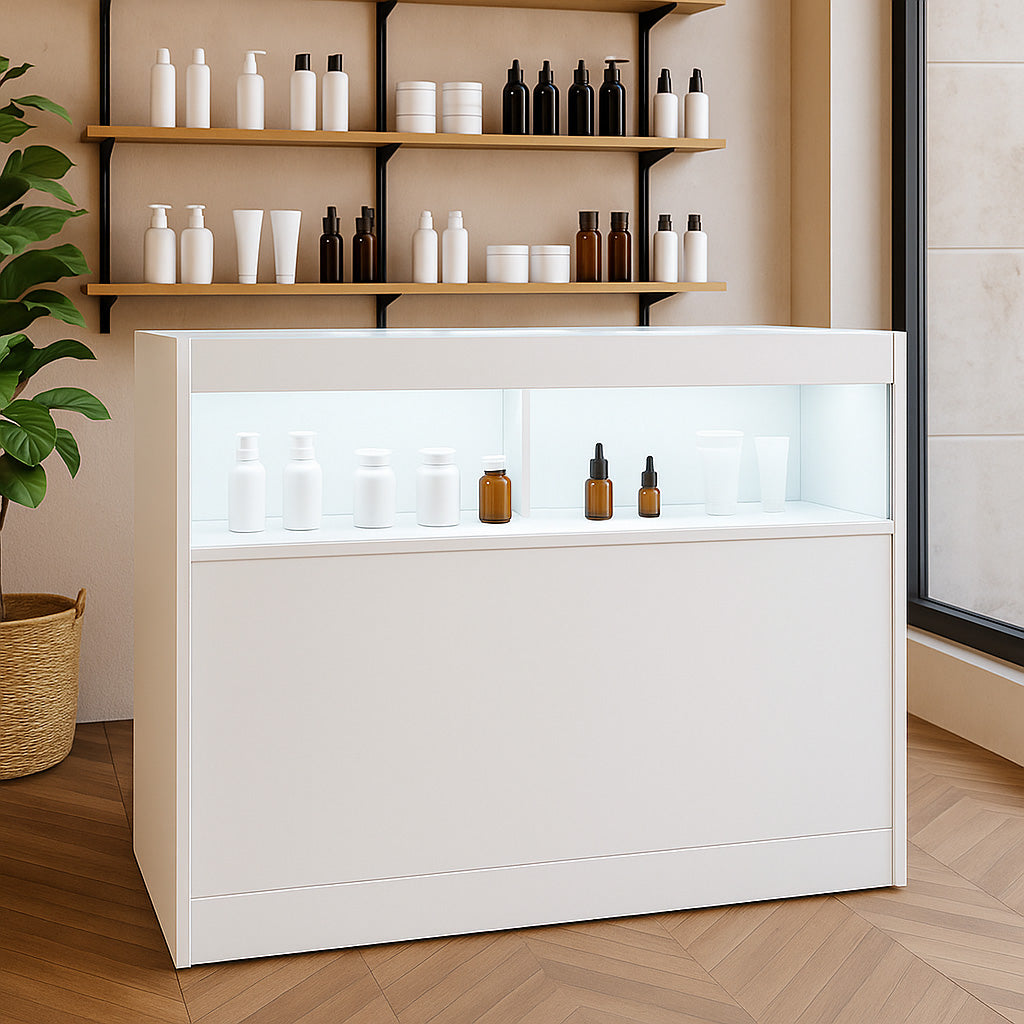 Mostrador Comercial con Luz LED B1200 – Blanco