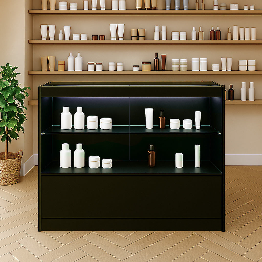 Mostrador Comercial con Luz LED C1200 – Negro