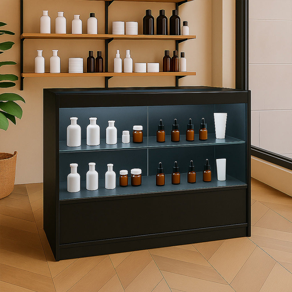 Mostrador Comercial con Luz LED C1200 – Negro