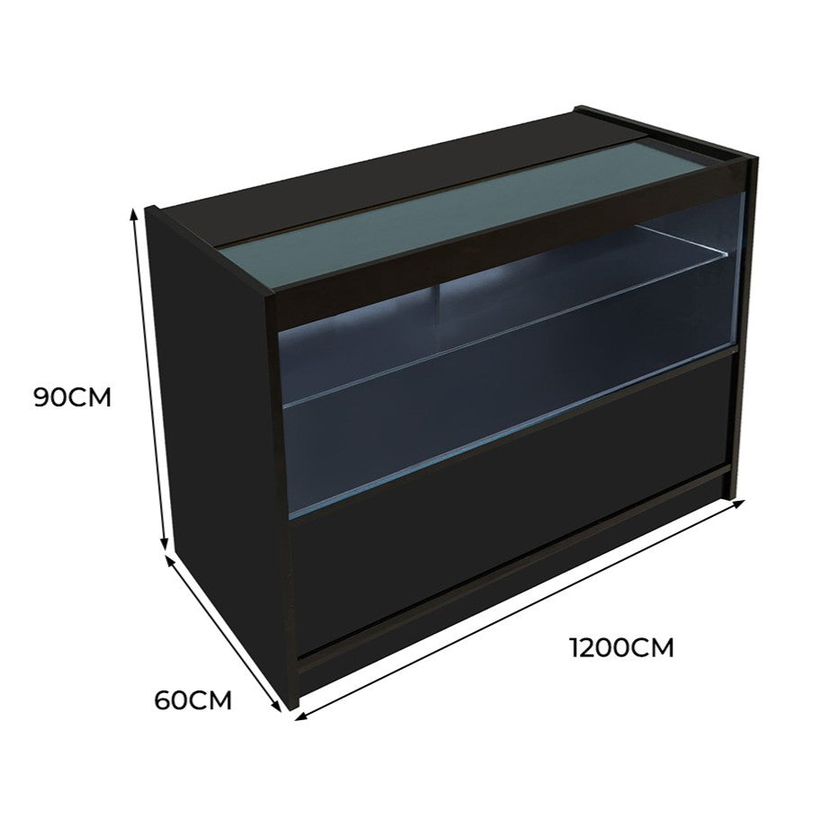 Mostrador Comercial con Luz LED C1200 – Negro