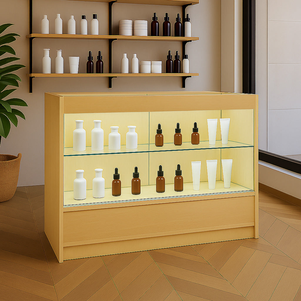 Mostrador Comercial con Luz LED C1200 – Arce