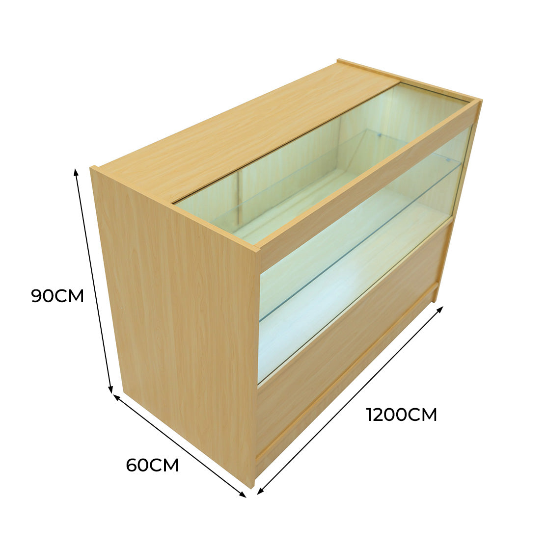 Mostrador Comercial con Luz LED C1200 – Arce