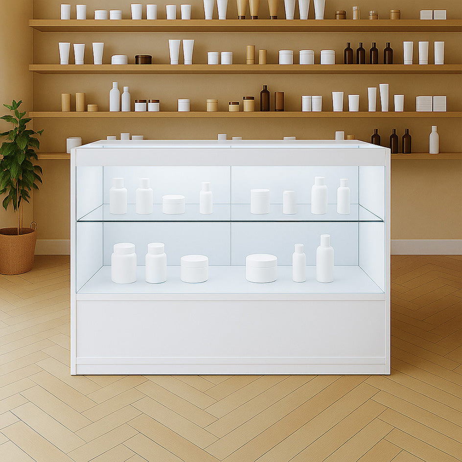 Mostrador Comercial con Luz LED C1200 – Blanco