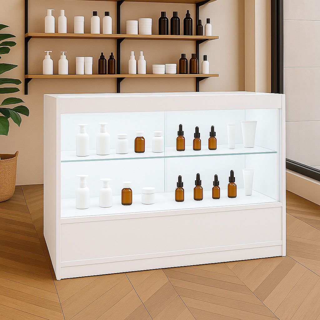 Mostrador Comercial con Luz LED C1200 – Blanco