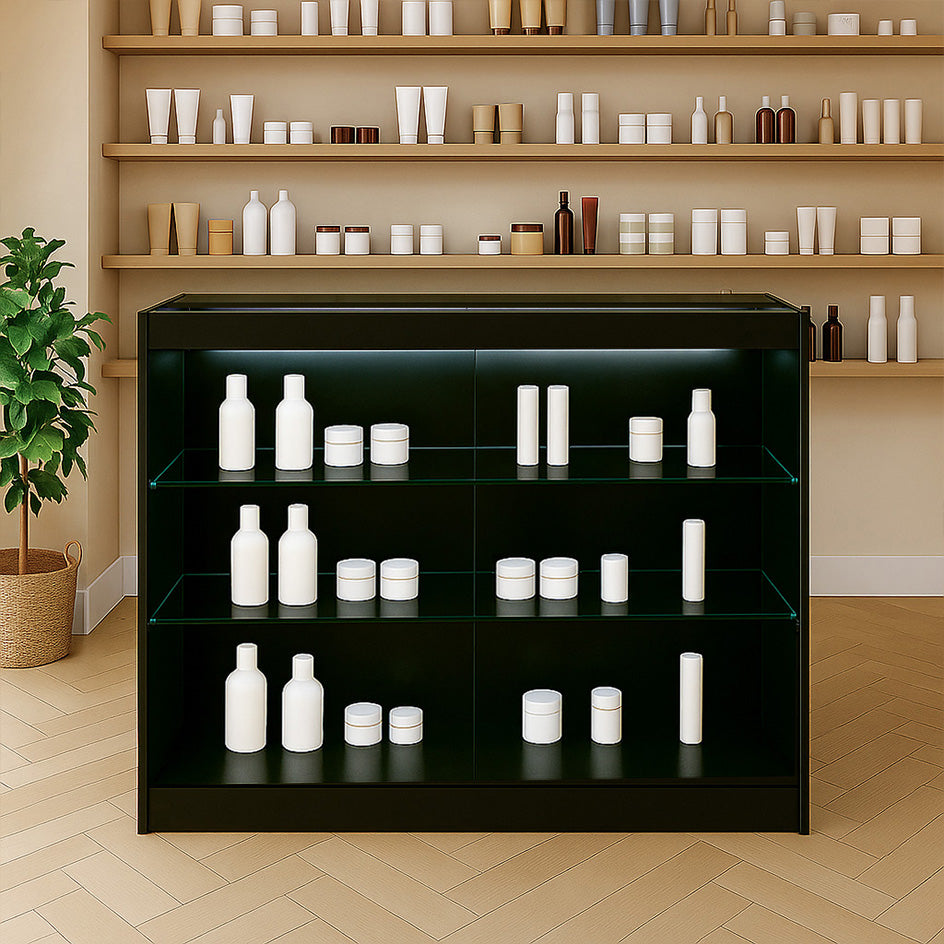 Mostrador Comercial con Luz LED K1200 – Negro