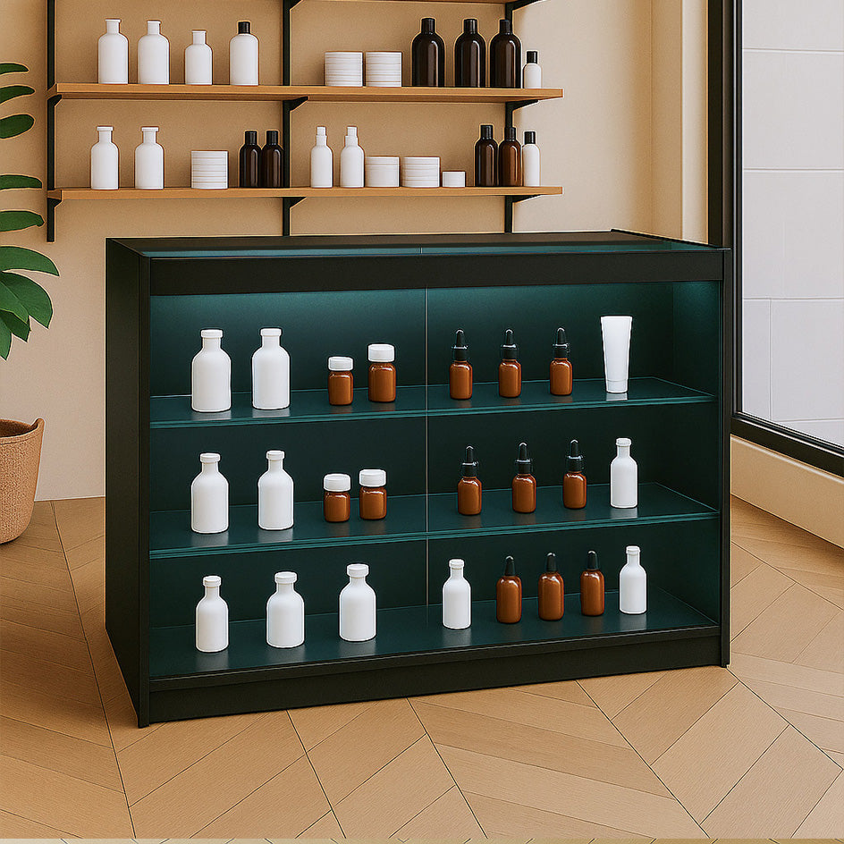 Mostrador Comercial con Luz LED K1200 – Negro