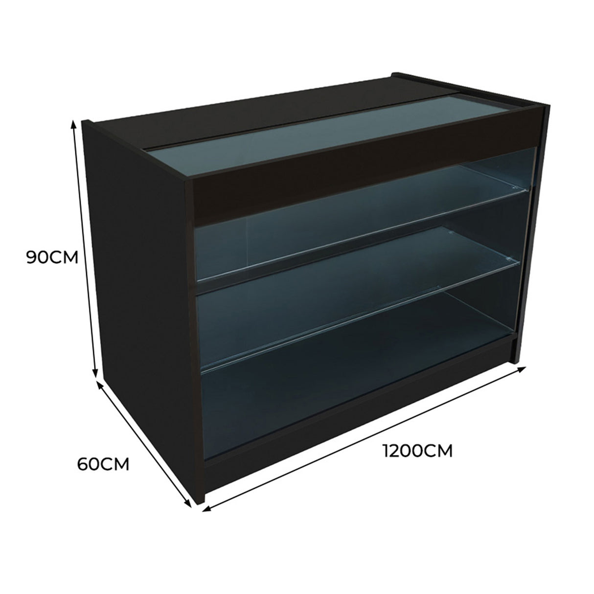 Mostrador Comercial con Luz LED K1200 – Negro