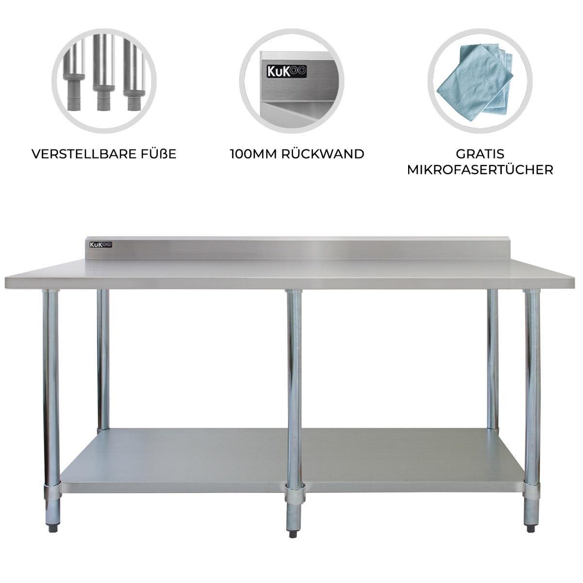 Mesa de Catering Comercial de Acero Inoxidable - 210x90x60cm
