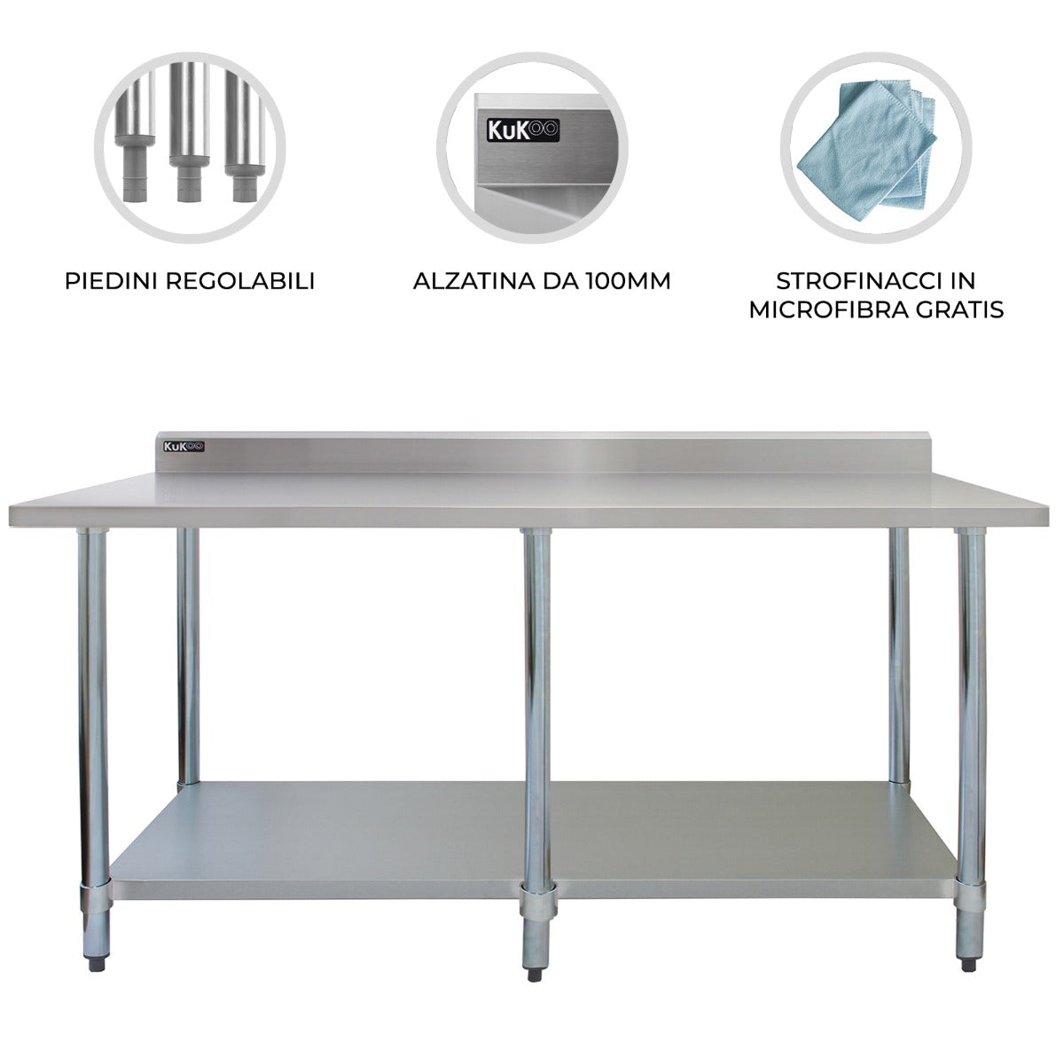 Mesa de Catering Comercial de Acero Inoxidable - 210x90x60cm
