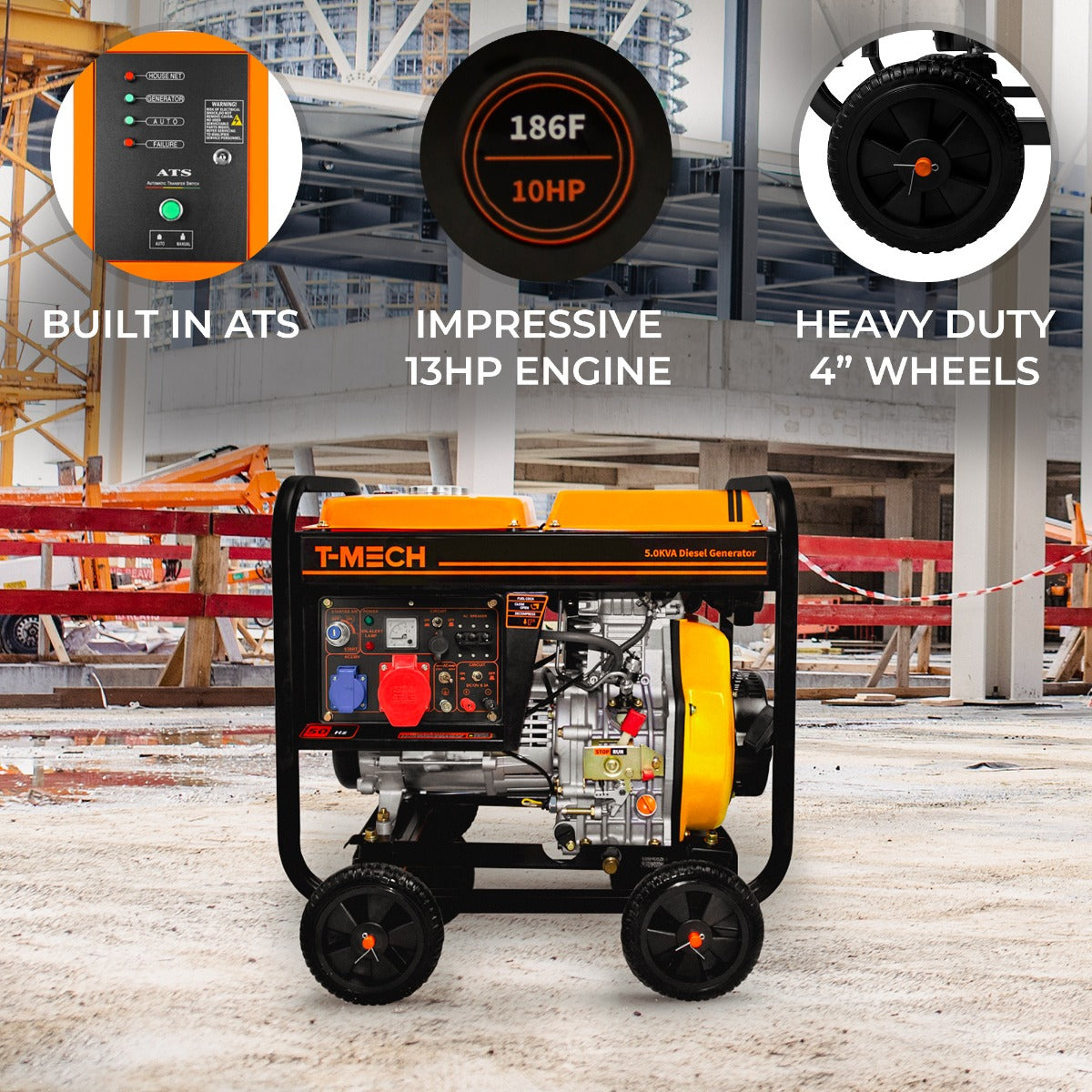 T-Mech Generador Diésel de Marco Abierto 5kVA