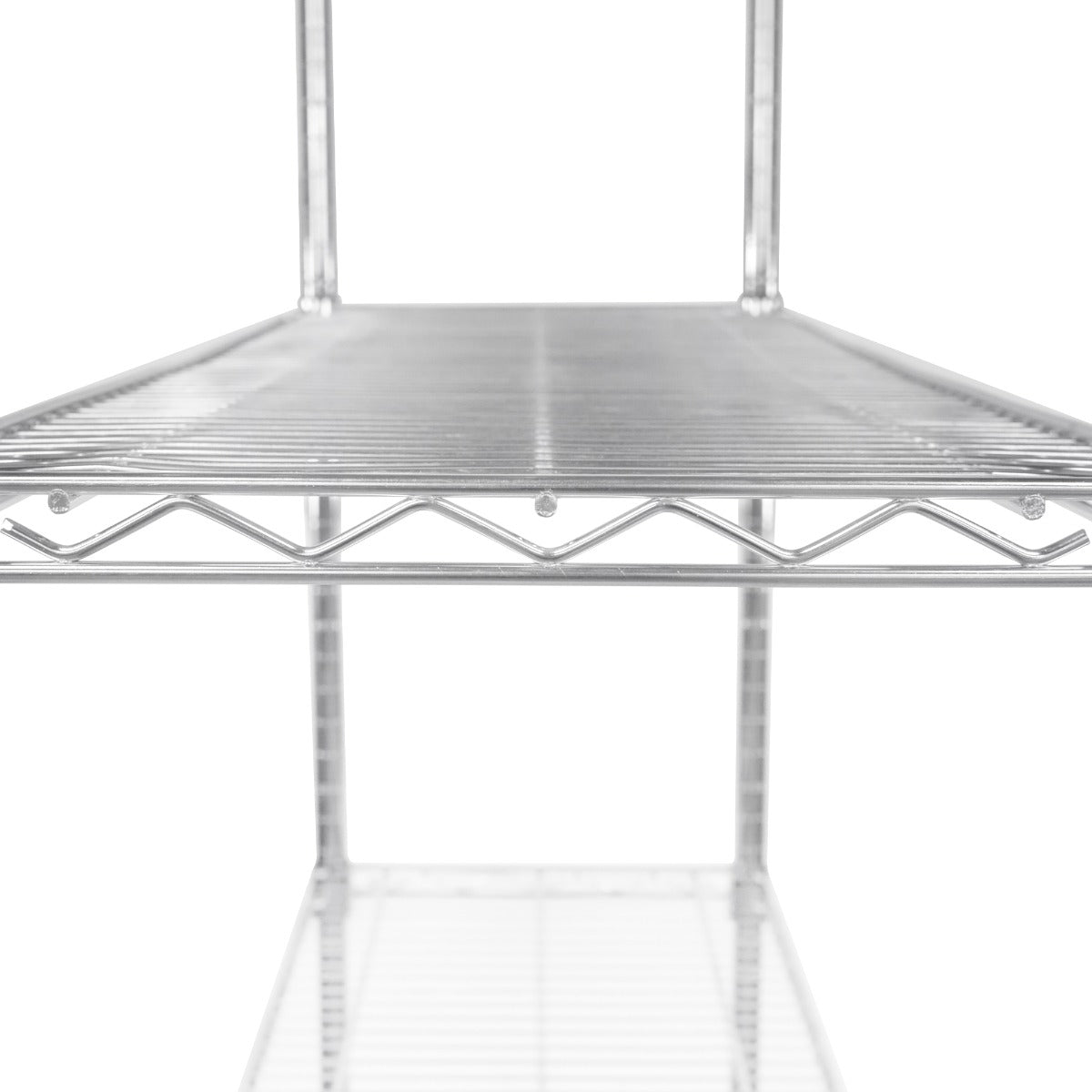 Estantería de alambre de acero inoxidable, con tres niveles, acabado brillante y diseño resistente, ideal para almacenamiento en espacios reducidos