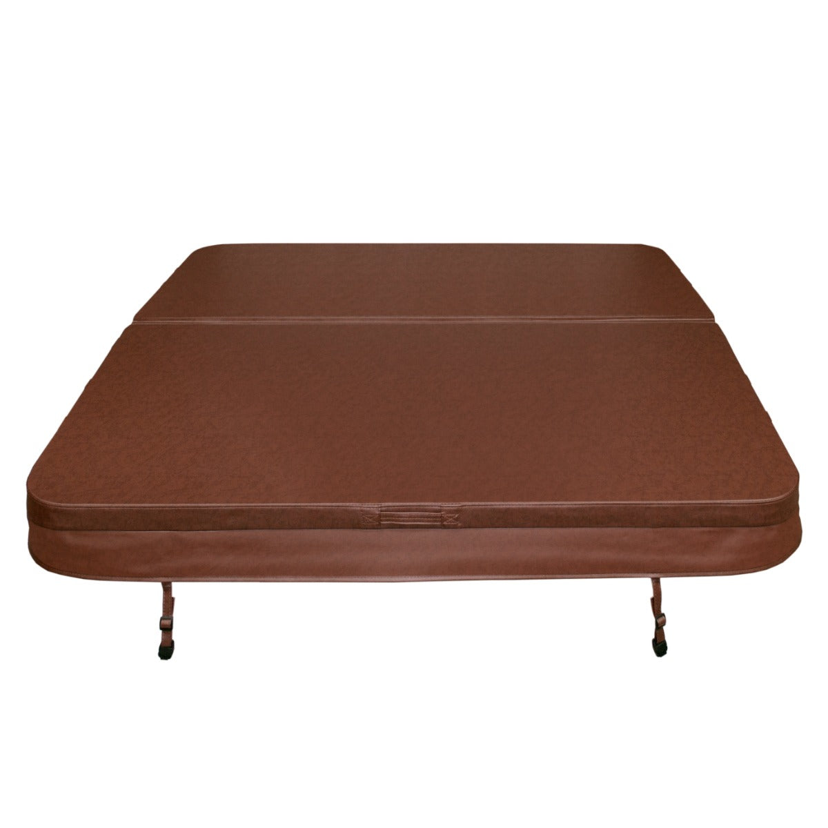Cubierta marrón de 2m x 2m para jacuzzi, con textura suave y resistente, diseñada para proteger y mantener el calor del agua