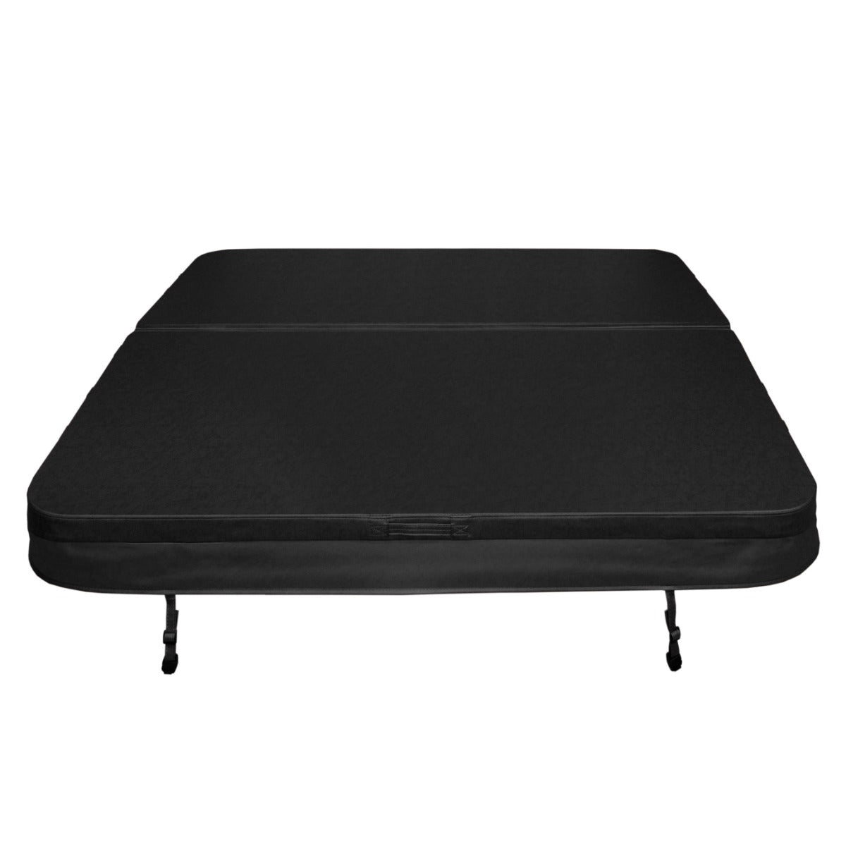 Cubierta negra de 2m x 2m para jacuzzi, con textura suave y resistente, diseñada para proteger y mantener el agua limpia